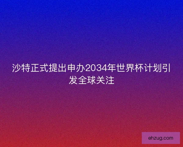 沙特正式提出申办2034年世界杯计划引发全球关注